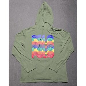 Polo Ralph Lauren Men's Green Stacked Logo Graphic‎ Print Light Hooded Medium